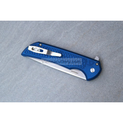 Protech Mordax Flipper Honeycomb Textured Blue Handle Stonewash