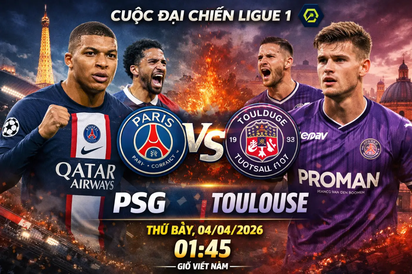 Nhận định PSG vs Toulouse ngày 04/04/2026: Thế trận áp đảo cho đội bóng thủ đô